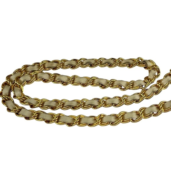 Bally Lambskin Leather Quilted Crossbody Bag with Gold Tone Chain in Cream - Picture 9 of 16